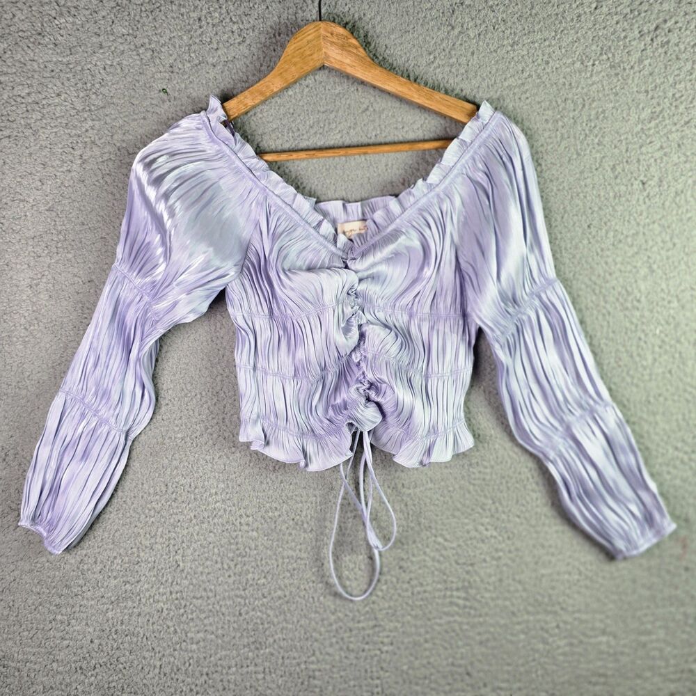 Beige Botany Lilac Milkmaid Peasant Top S Ruched Romantic Regencycore Whimsigoth